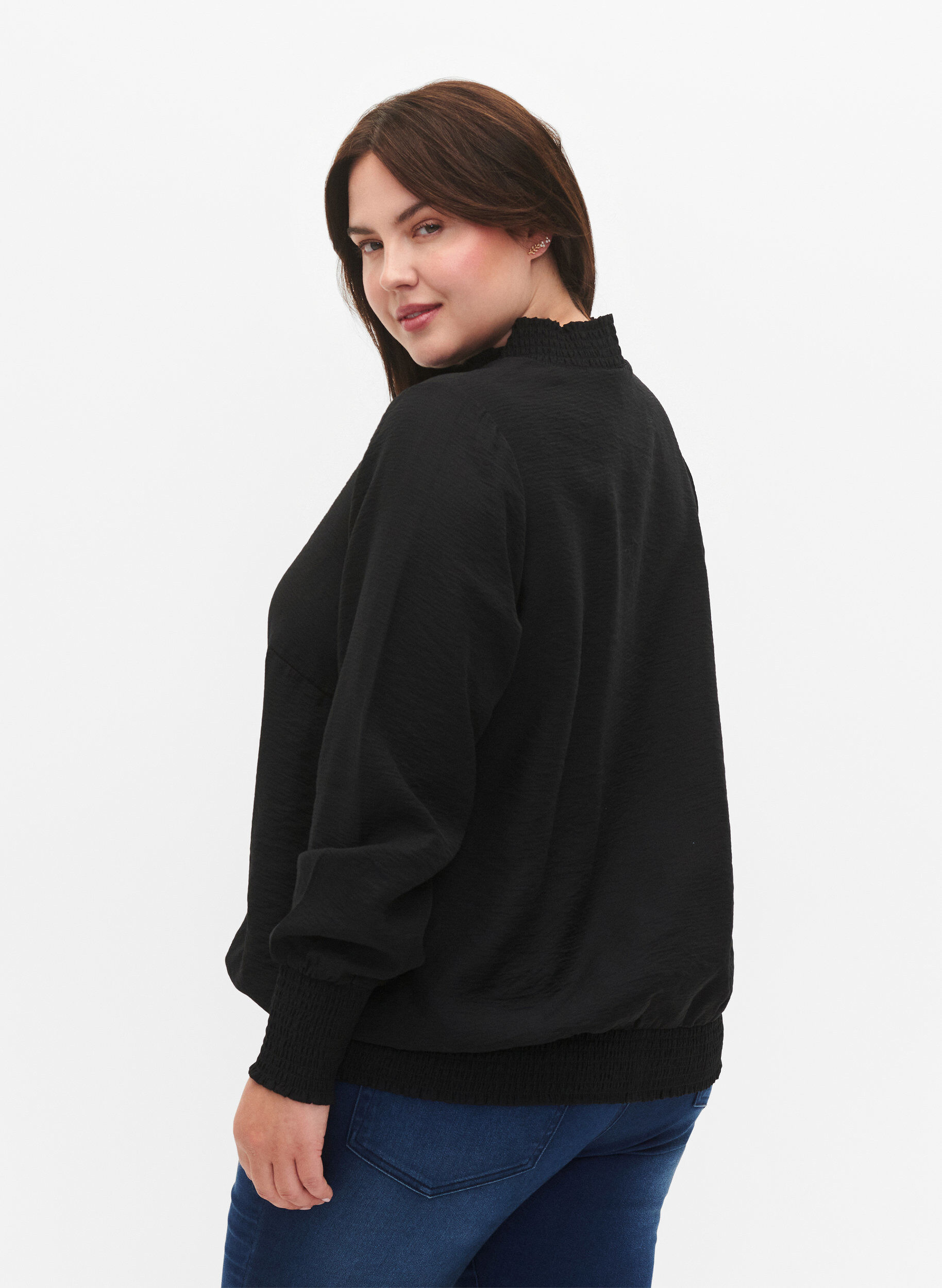ZizziViskose Bluse mit Sch&uuml;rze, Black, Model image number 1