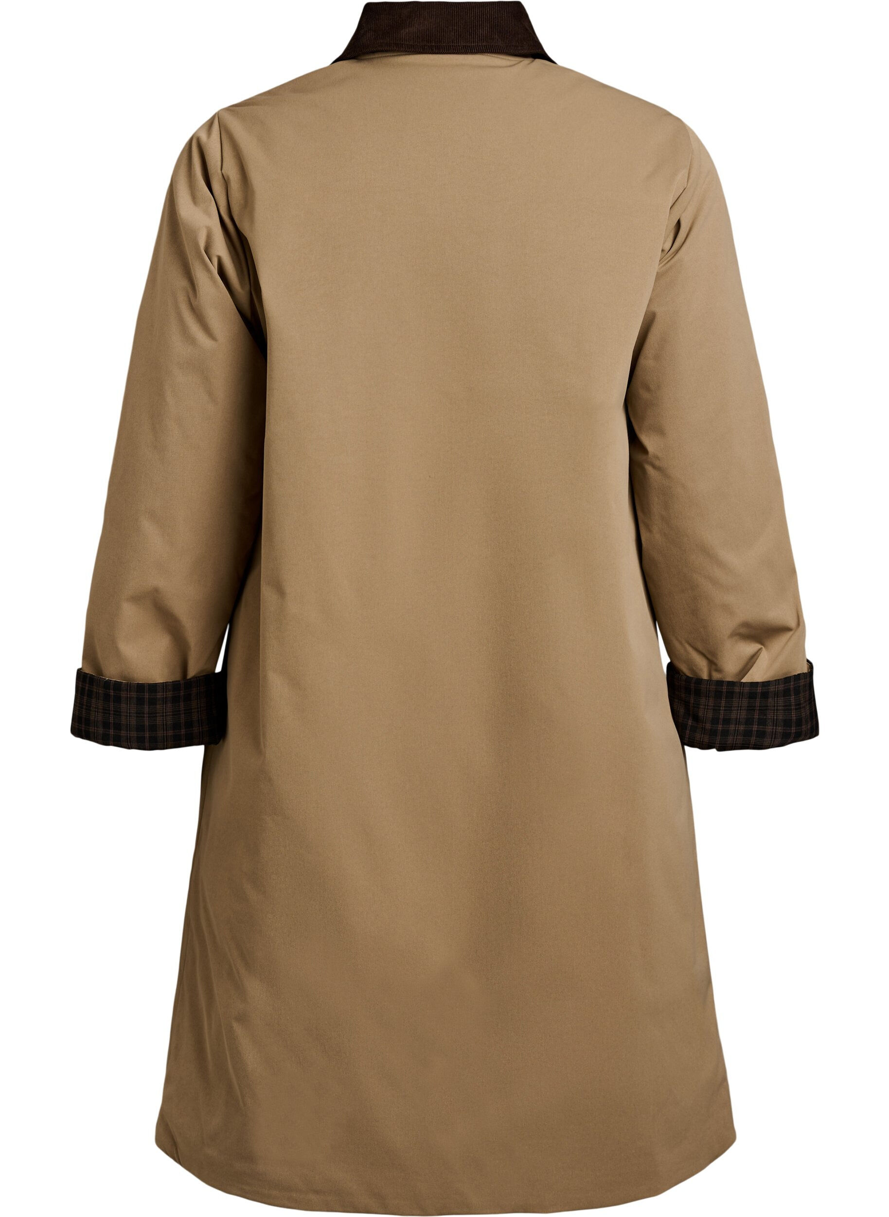 ZizziMittellange Jacke mit Cordkragen, Beige, Packshot image number 1