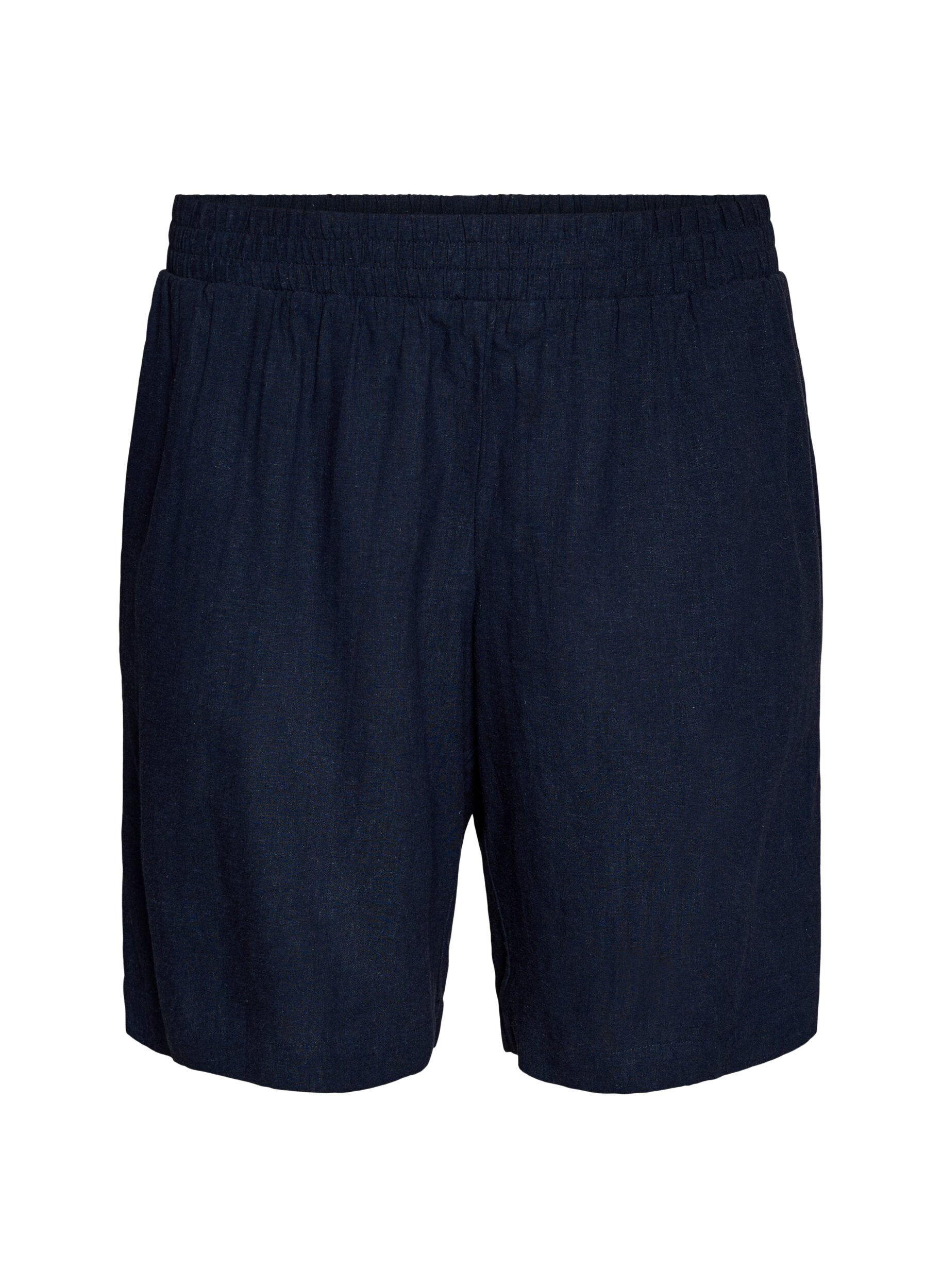 Hoch taillierte Shorts aus Leinen und Viskose