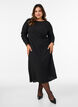 Midi-Kleid mit welliger Struktur und langen &Auml;rmeln, Schwarz, Model image number 1