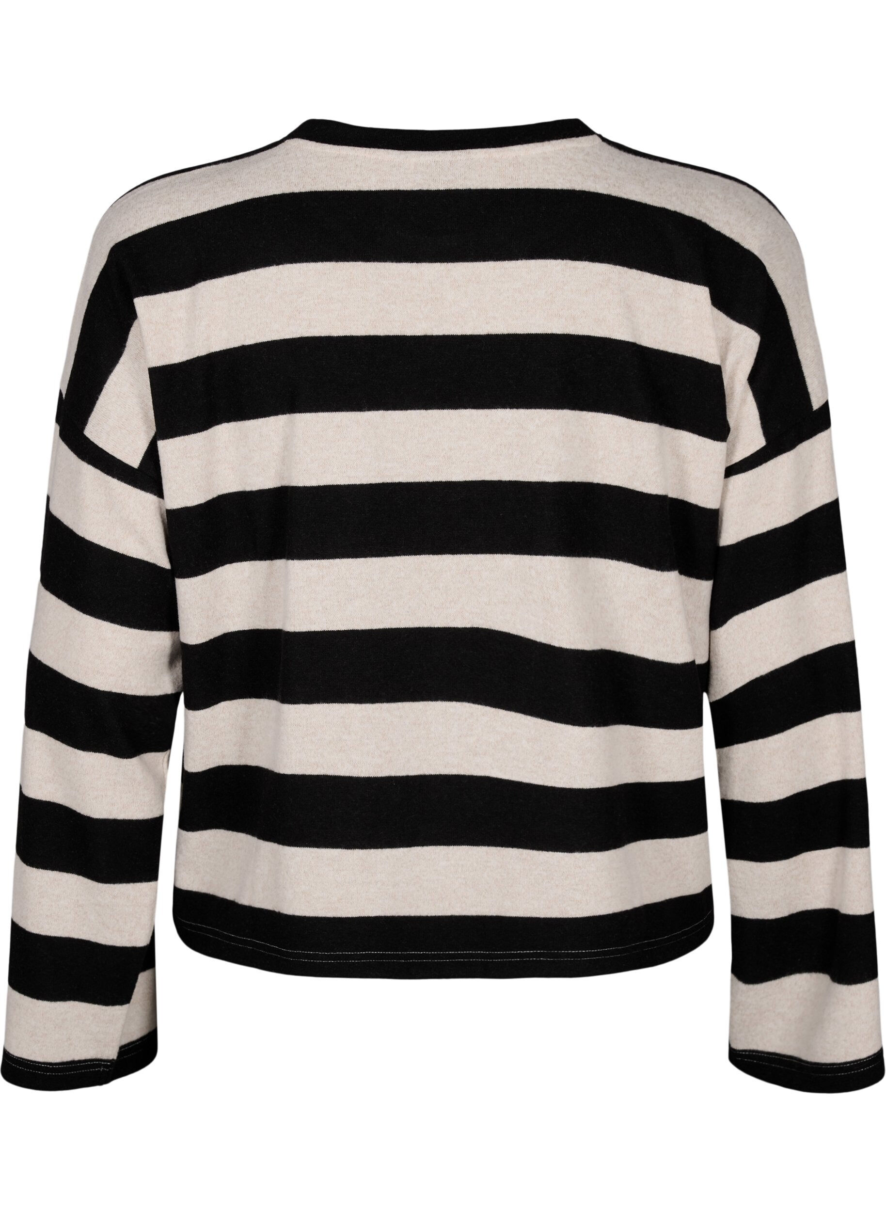 Zizzi Lang&auml;rmlige Bluse mit Streifenmuster, Bl. Beige Mel.Stripe, Packshot image number 1