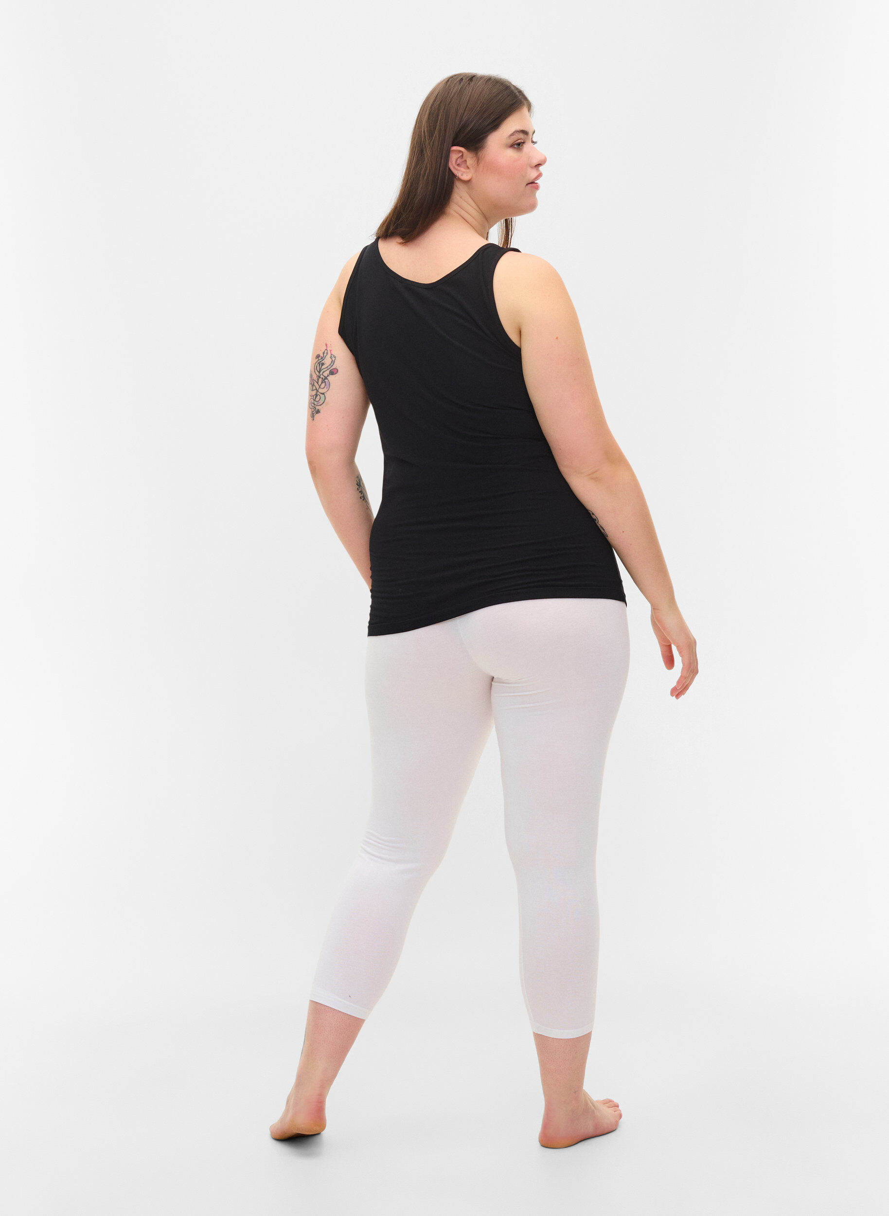 ZizziBasic 3/4-Leggings , Bright White, Model image number 1