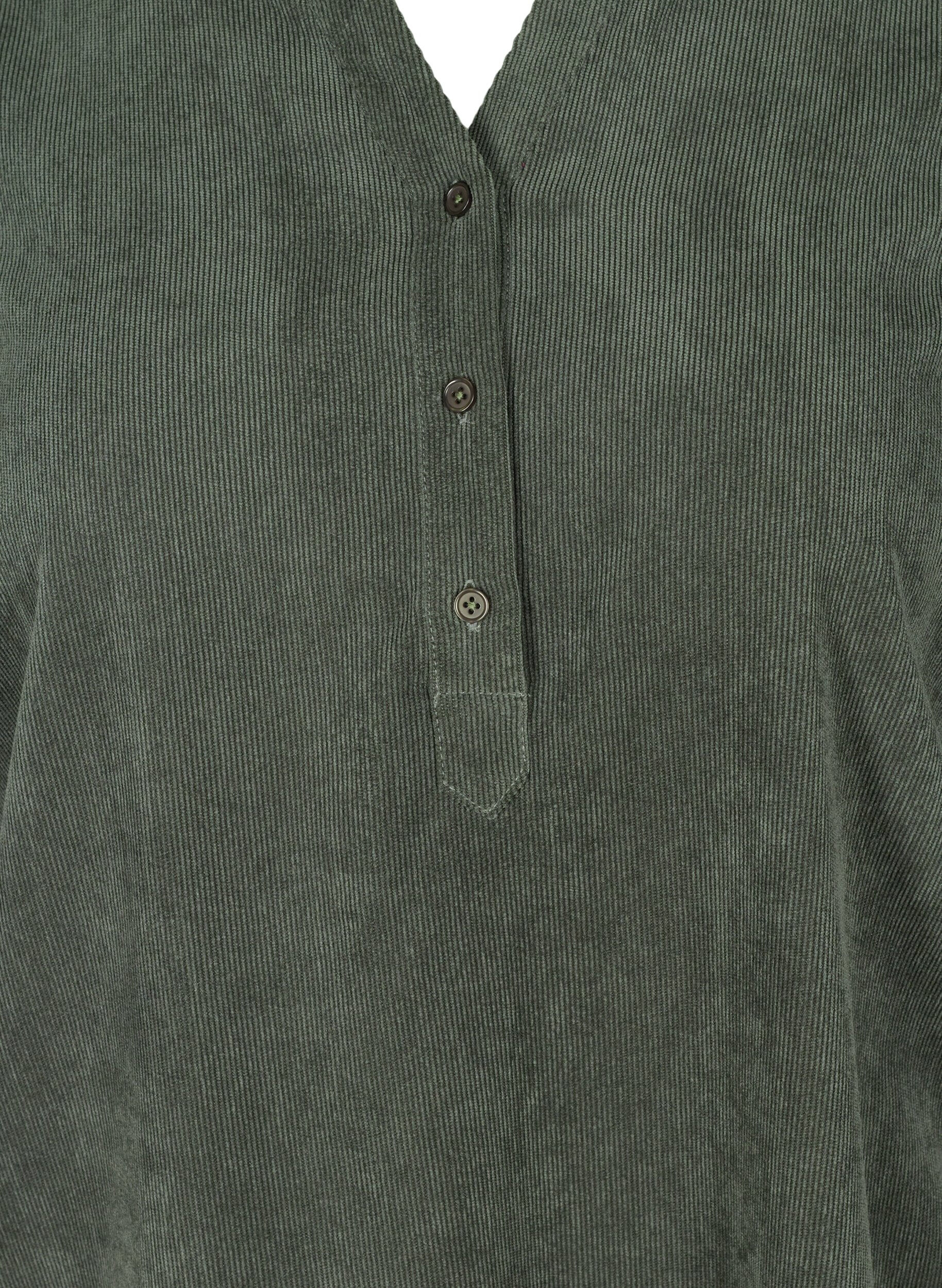 ZizziCordkleid mit 3/4-&Auml;rmeln und Kn&ouml;pfen, Deep Forest, Packshot image number 2