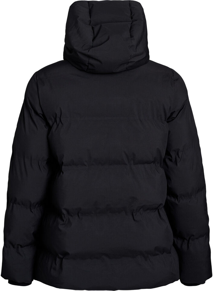 Kurze Steppjacke mit abnehmbarer Kapuze, Schwarz, Packshot image number 1