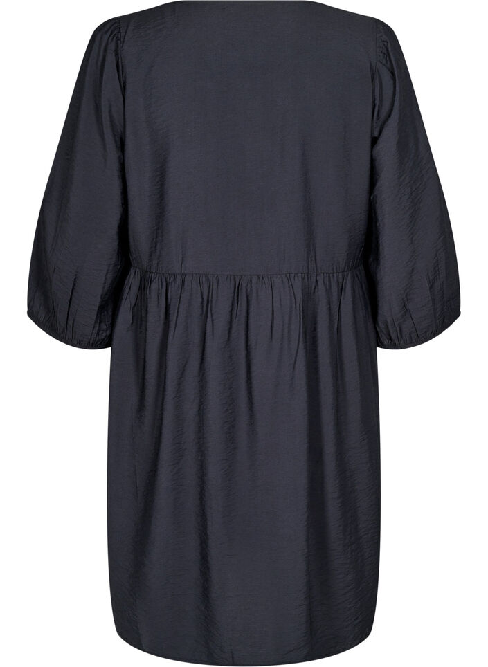 Kleid mit Schleifen und 3/4-Ärmeln, Black, Packshot image number 1