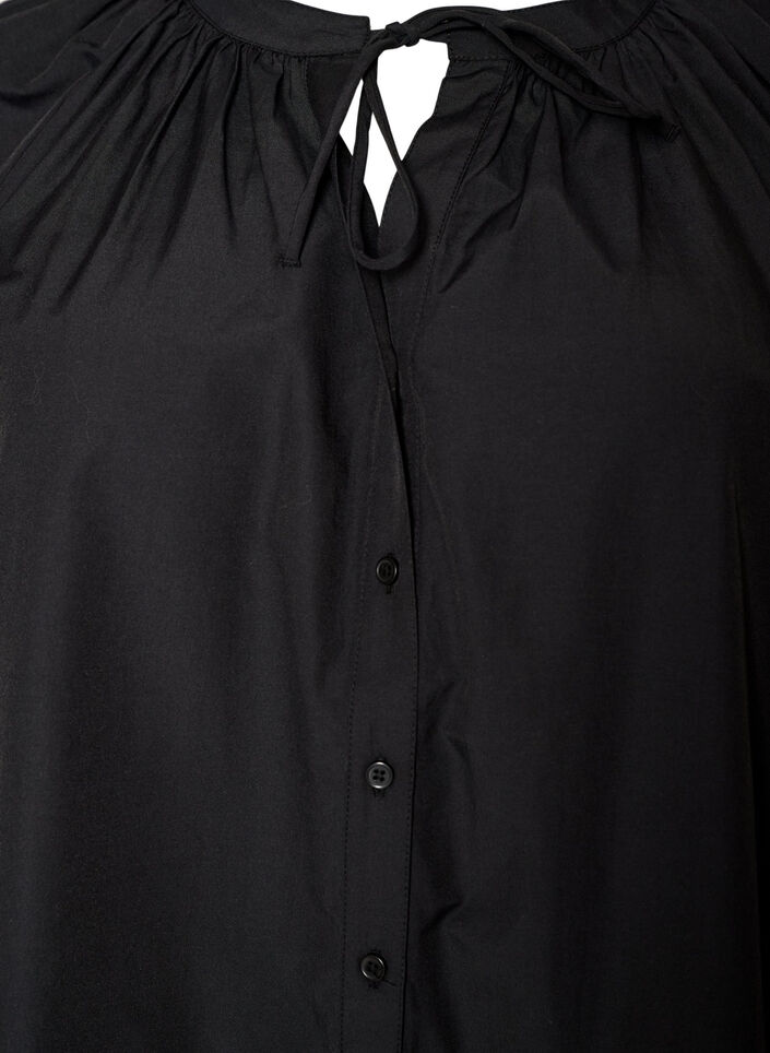 Hemdbluse mit Knopfleiste und Bindeg&uuml;rtel, Schwarz, Packshot image number 2
