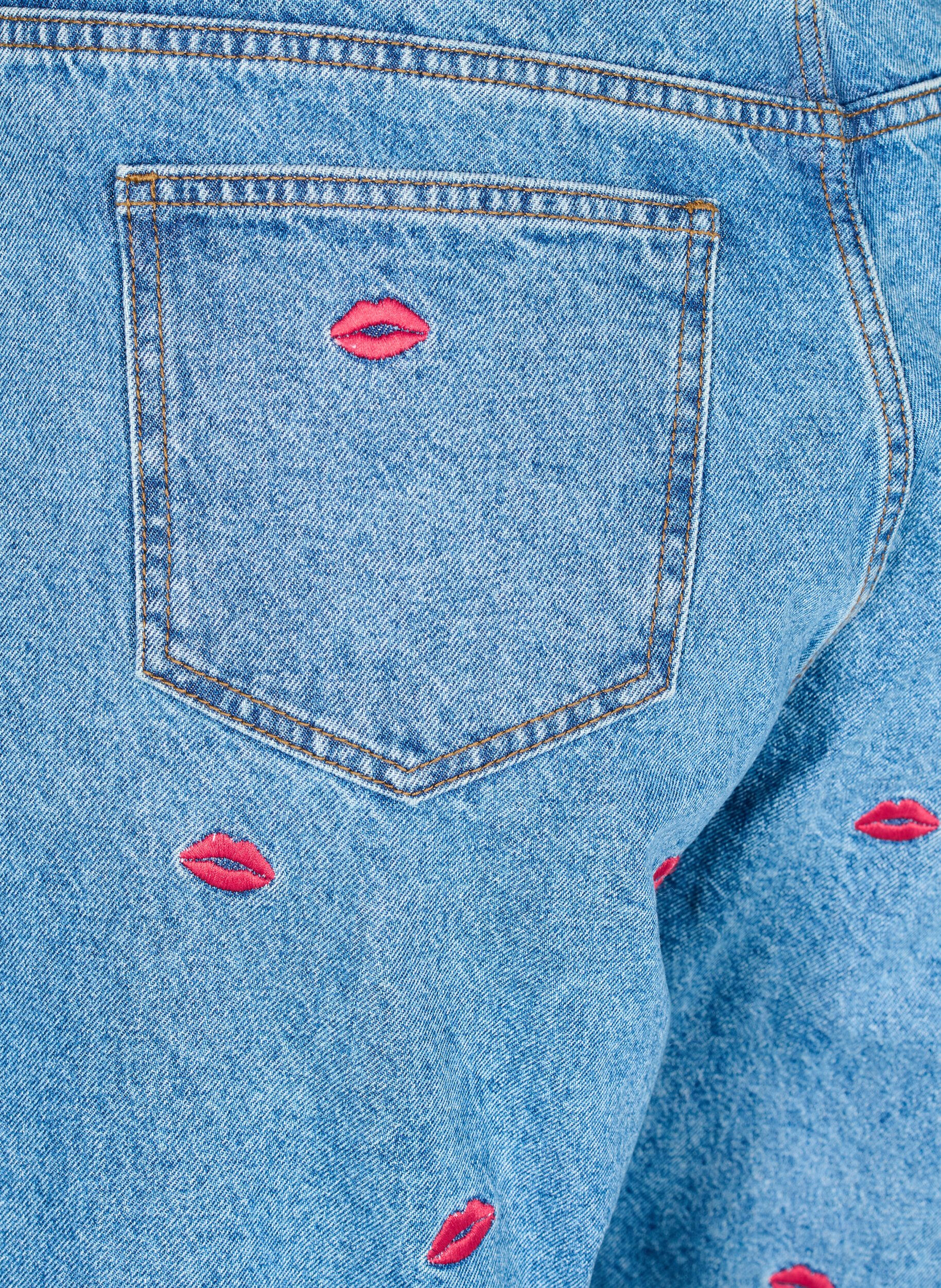 ZizziHoch geschnittene Gemma-Jeans mit Lippen, Blau, Packshot image number 3