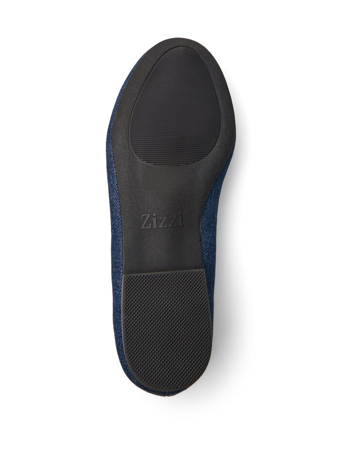 Extra-Weite – Denim-Ballerina mit Schleife, Blau, Packshot