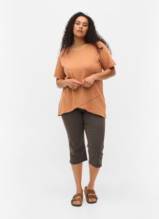 Baumwoll-T-Shirt mit kurzen Ärmeln, Pecan Brown, Model image number 2