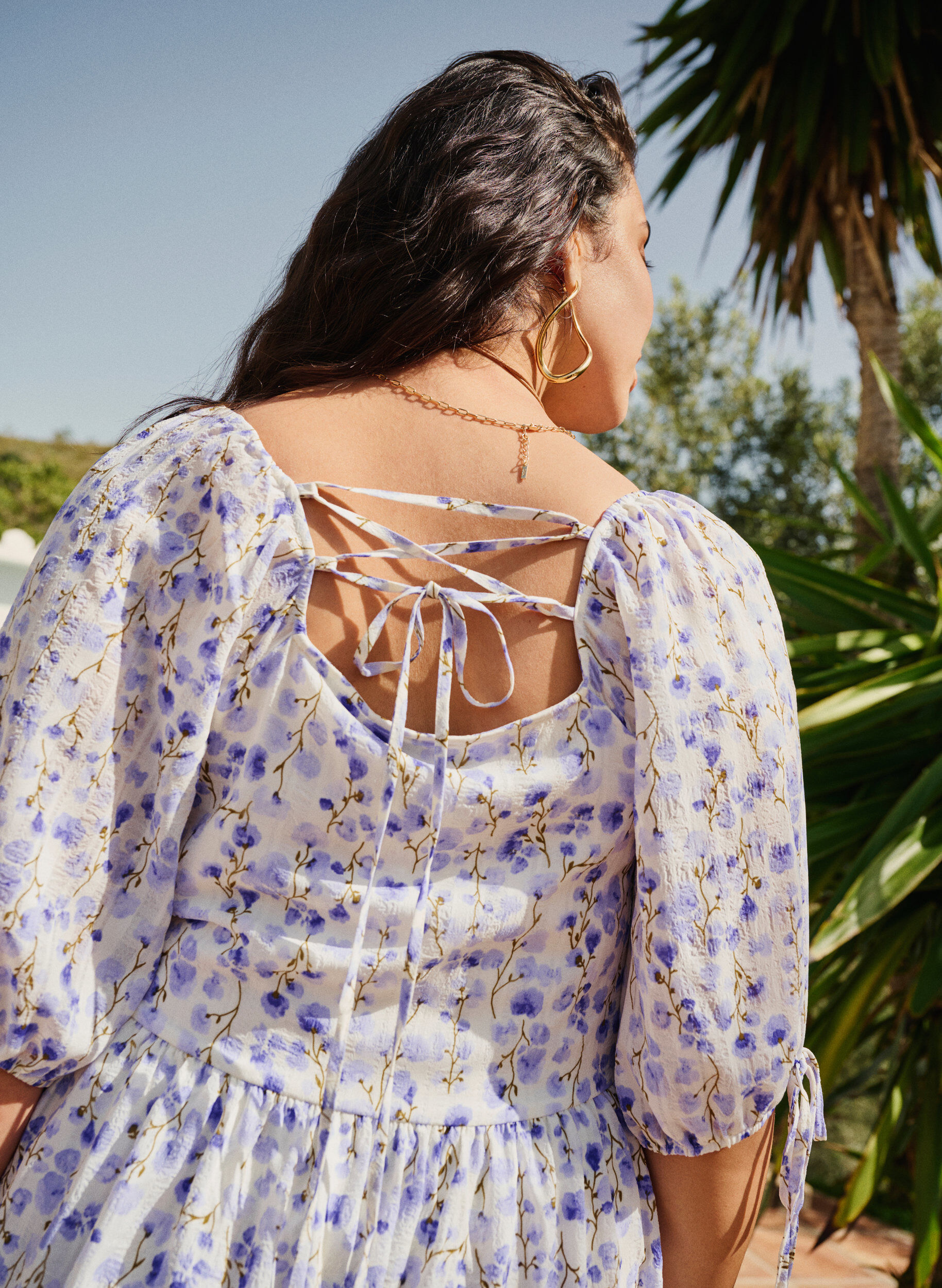 ZizziSommerkleid mit Blumenmotiv und Spitzendetails, Sand Verbena AOP, Image image number 1