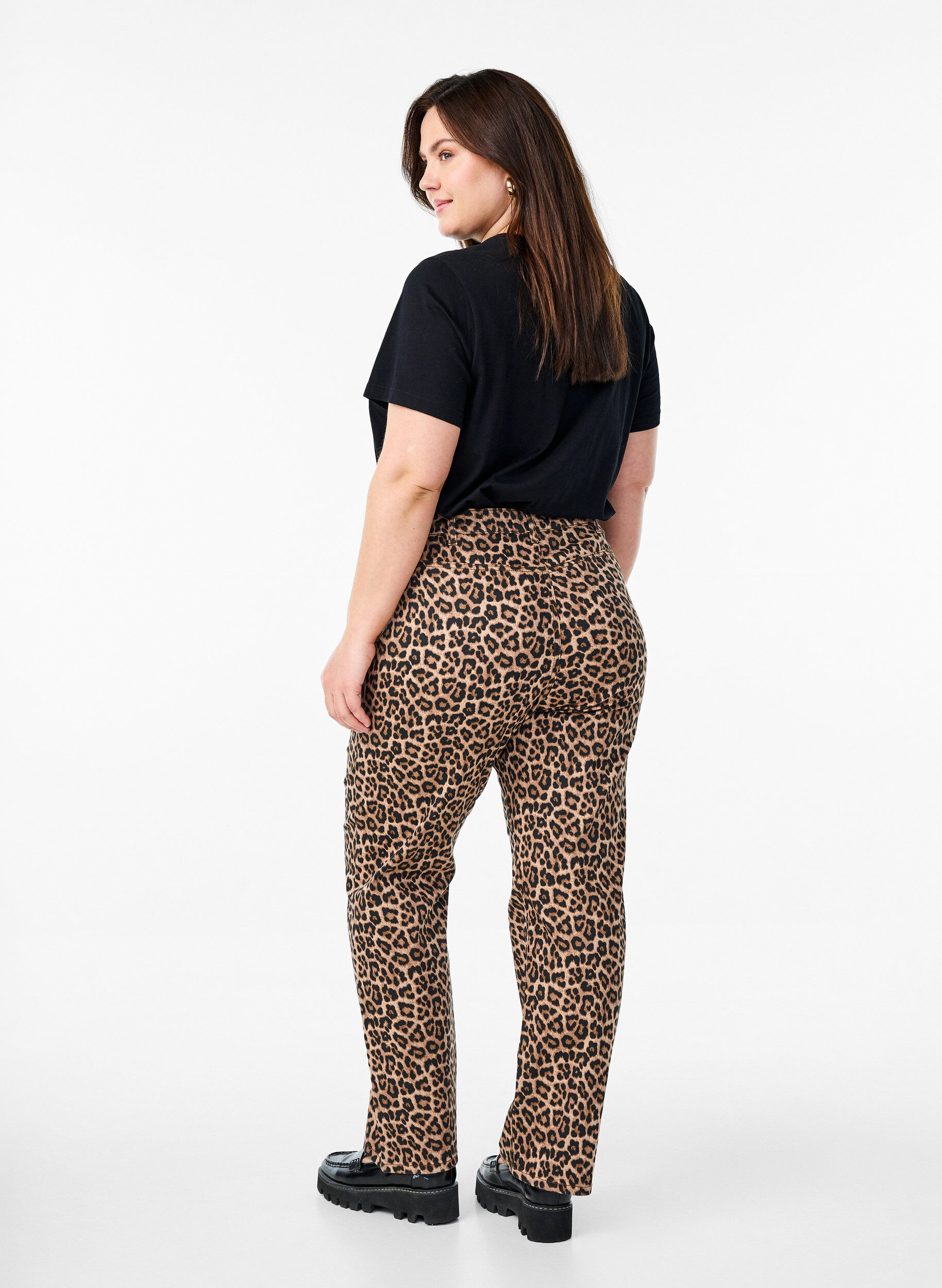ZizziLeopard Jeans mit normaler Taille, Braun, Model image number 1