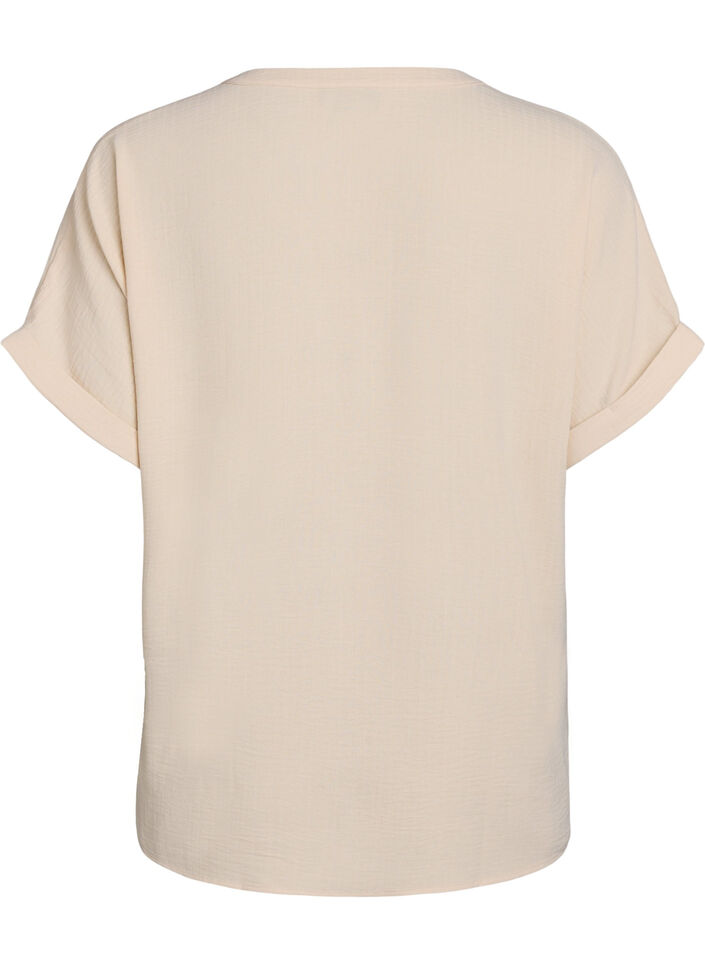 Lockere Bluse mit kurzen &Auml;rmeln, Beige, Packshot image number 1