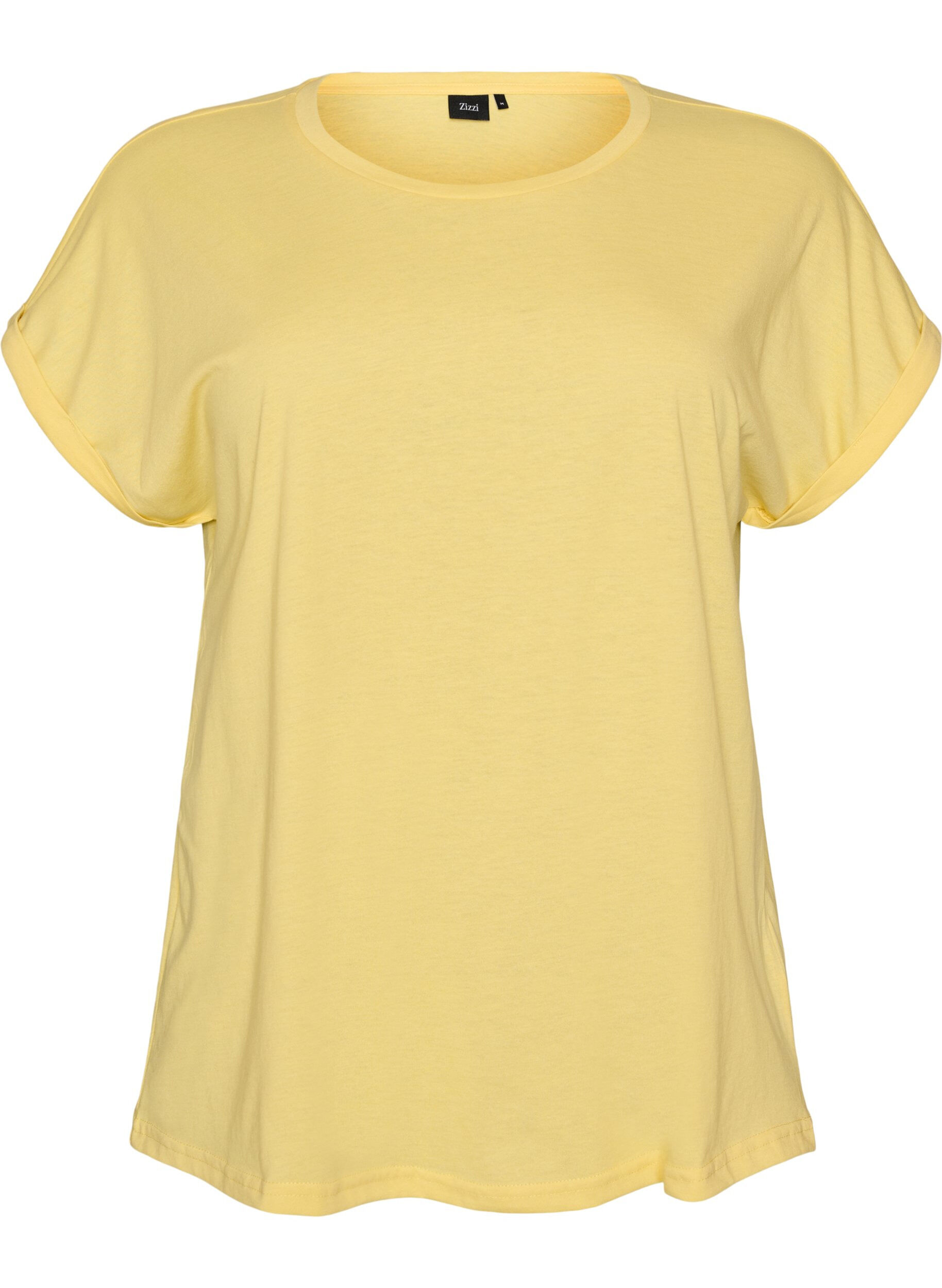 ZizziKurz&auml;rmeliges T-Shirt aus einer Baumwollmischung, Gelb, Packshot image number 0