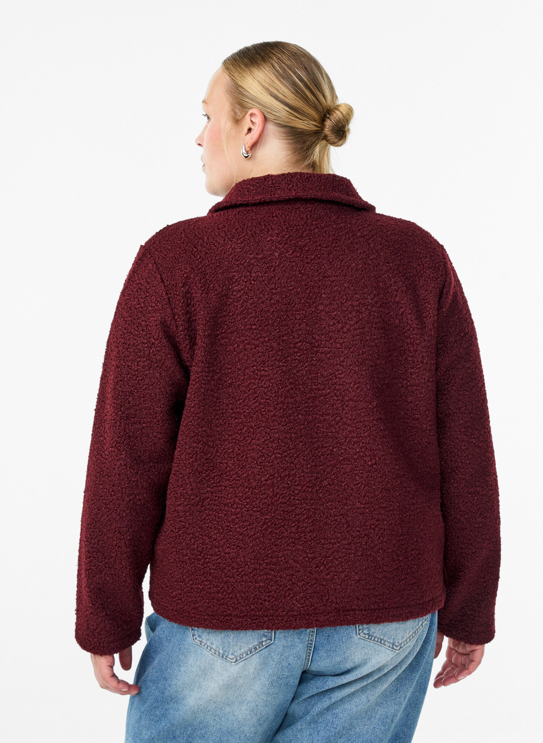ZizziKurze Jacke mit Rei&szlig;verschluss, Dunkles Bordeaux, Model image number 2