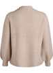 Pullover aus Rippstrick mit Puffärmeln und Knöpfen, Beige, Packshot image number 1