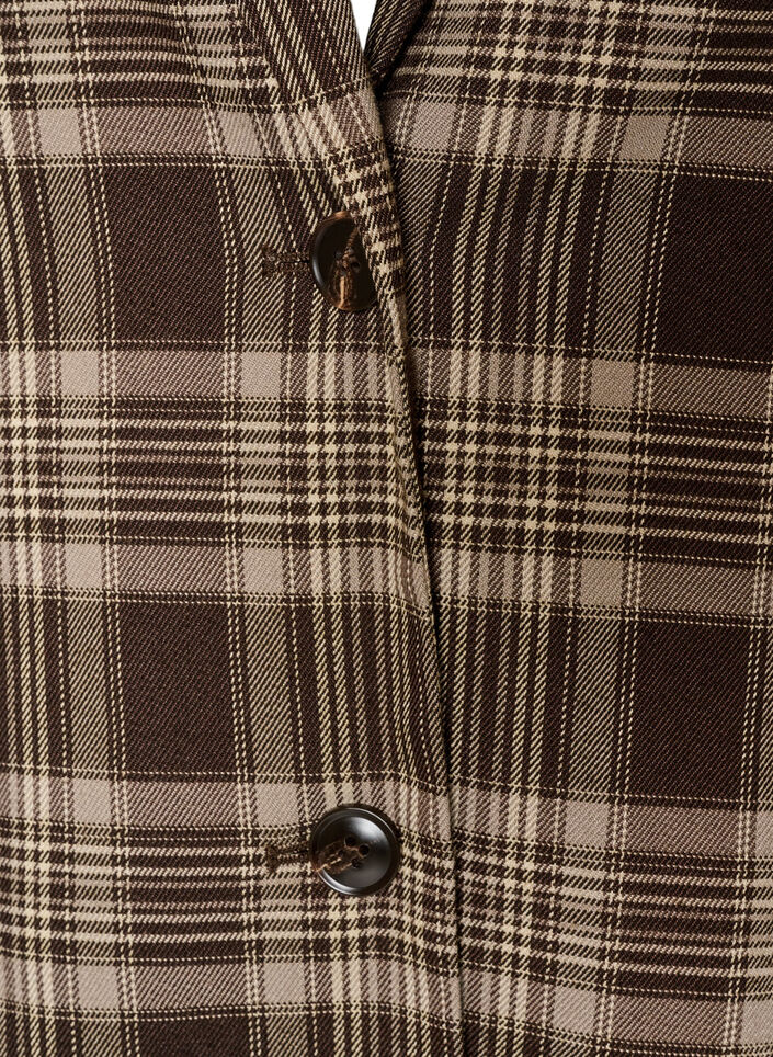 Karierter Blazer mit Taschen und Gehschlitz, Braun, Packshot