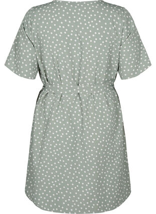 FLASH – Kurzärmeliges Kleid mit Gürtel, Iceberg Green Dot, Packshot image number 1