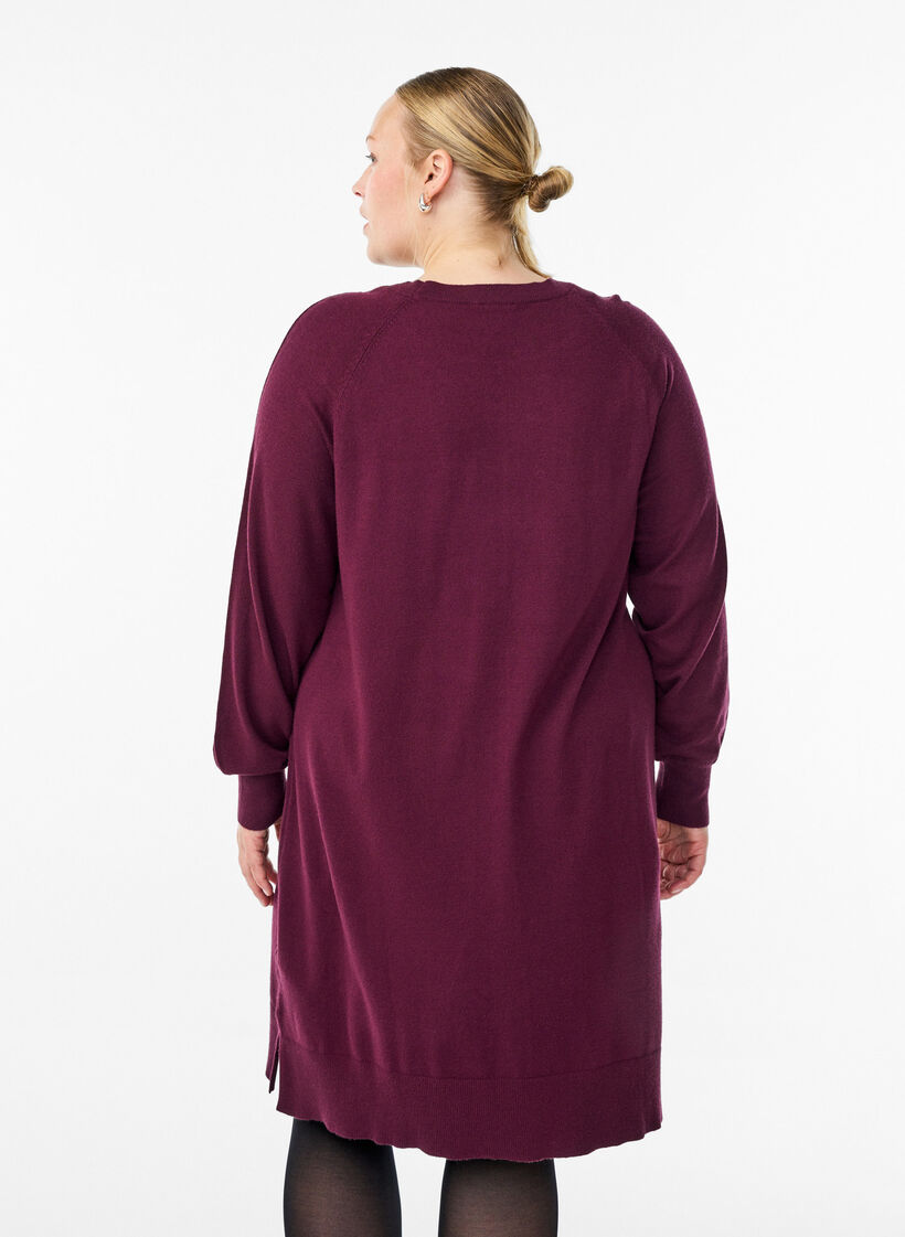 Strickkleid mit Raglan&auml;rmeln und Mittelnaht, Rot, Model image number 2