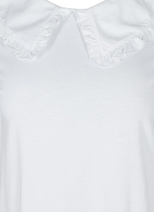 Kurzarm T-Shirt aus Baumwolle mit Kragen, Bright White, Packshot image number 2