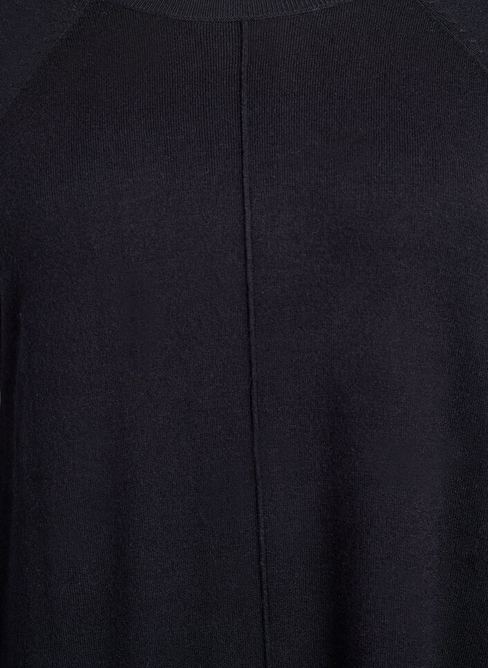 Strickkleid mit Raglanärmeln und Mittelnaht, Schwarz, Packshot image number 2