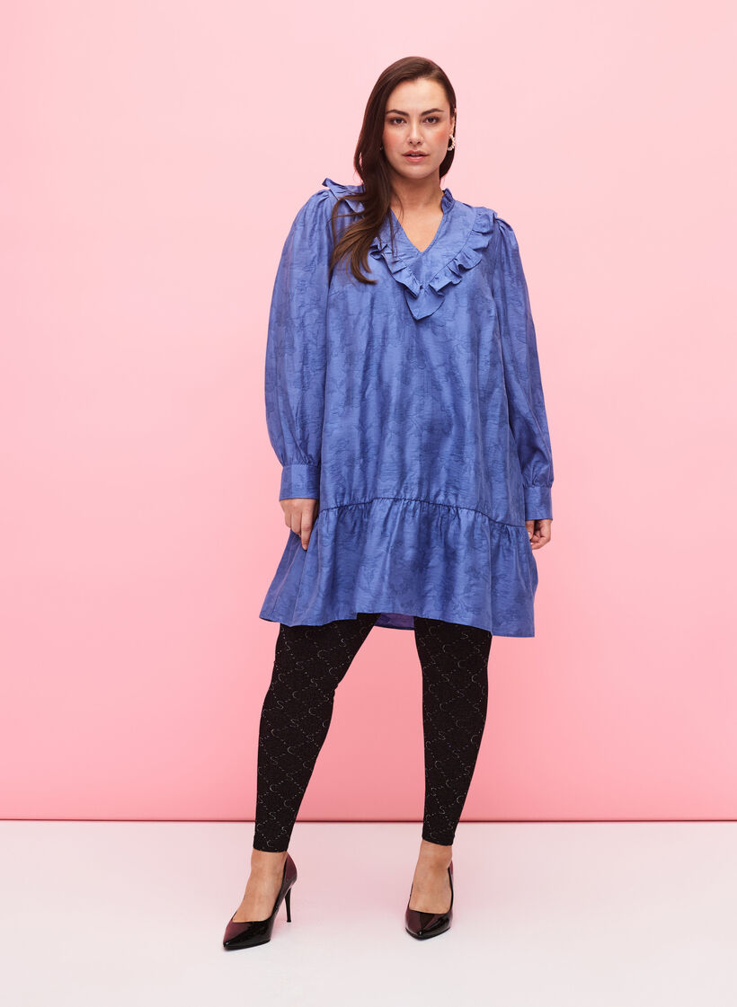 Nahtlose Leggings mit silberfarbenem Muster, Black, Model image number 2