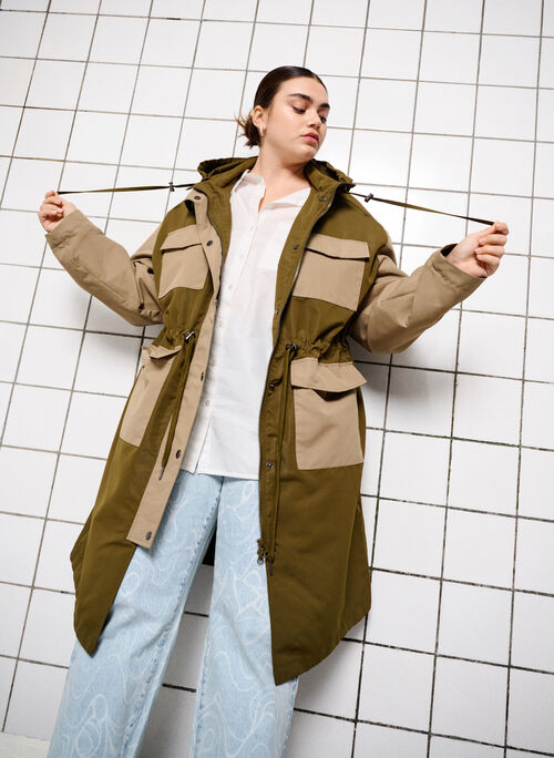 Kontrastfarbene Jacke mit Taschen, Dark Olive Comb., Image