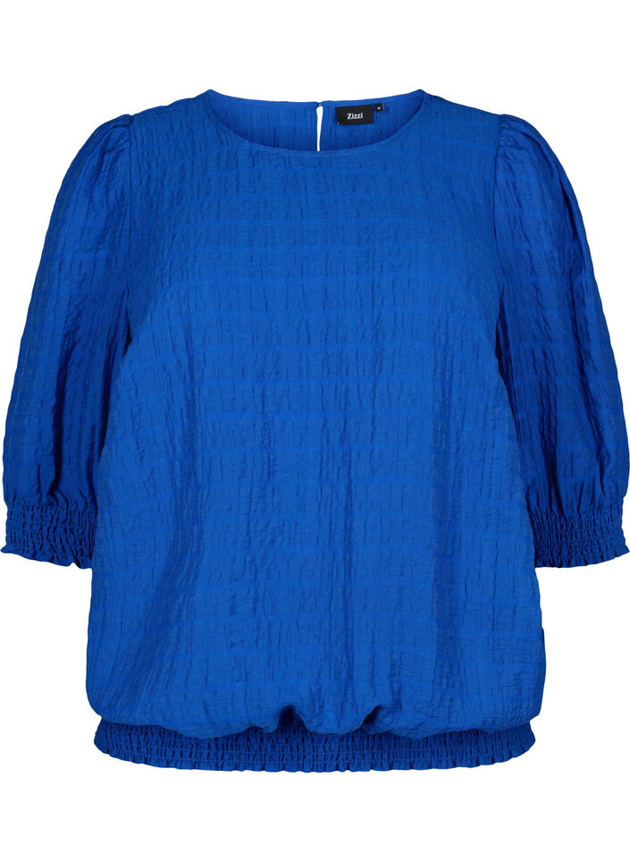 Smock Bluse mit Lyocell (TENCEL™), Strong Blue, Packshot image number 0