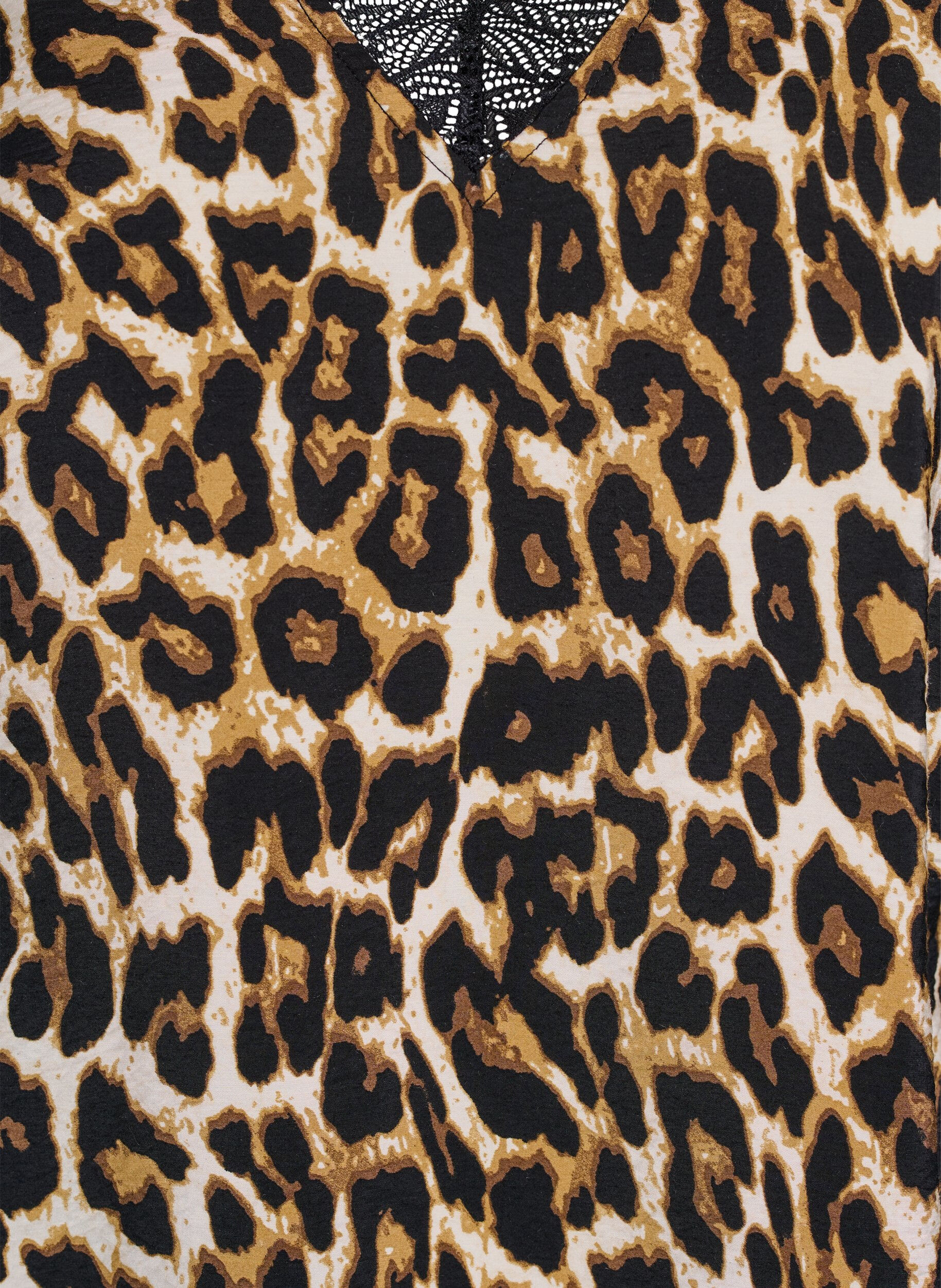 ZizziKurz&auml;rmelige Viskosebluse mit Spitzenbesatz, Braun, Packshot image number 2