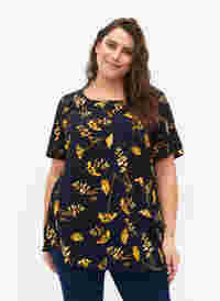 FLASH - Bluse mit kurzen Ärmeln und Print, Night Sky Yellow AOP, Model