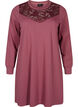 Kurzes Sweatkleid mit Spitzendetail, Rose Brown, Packshot image number 0