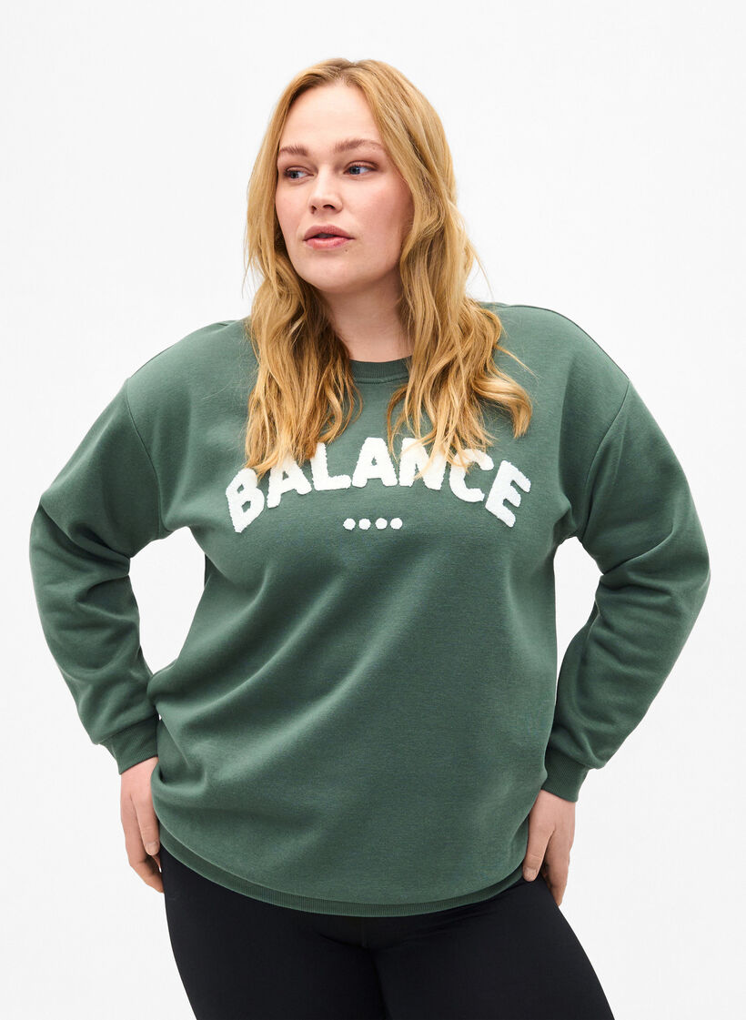 Sweatshirt mit Frottee-Schriftzug, Gr&uuml;n, Model image number 0