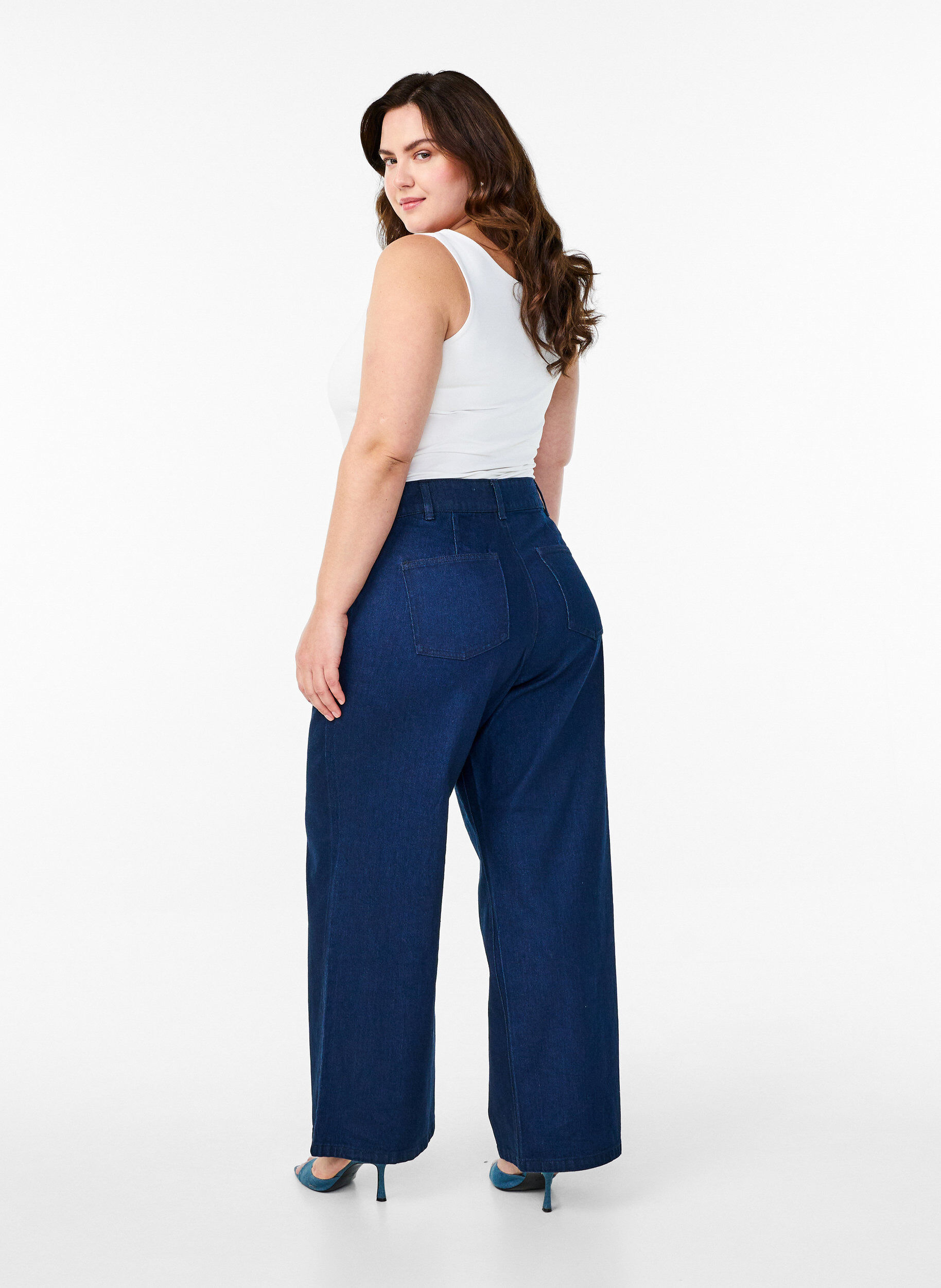 ZizziJeans mit weitem Bein und hoher Taille, Blau, Model image number 1