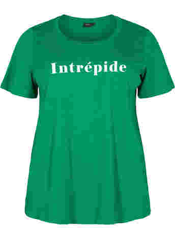 Kurzärmeliges Baumwoll-T-Shirt mit Textdruck