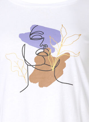 T-Shirt aus Baumwolle mit Rundhalsausschnitt und Print, Bright White FACE, Packshot image number 2