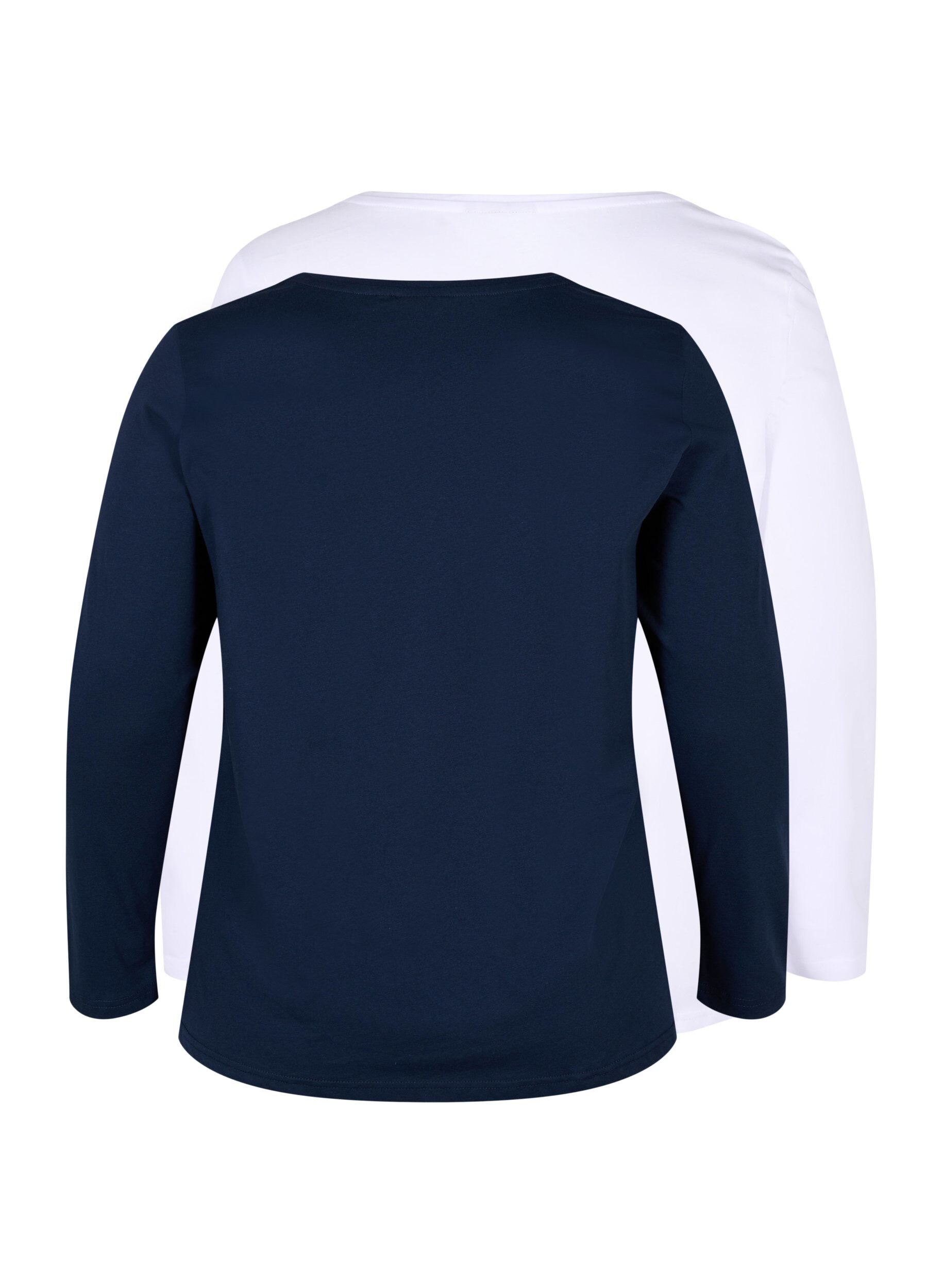 Zizzi2er-Pack Basic-Bluse aus Baumwolle, Navy B/B White, Packshot image number 1