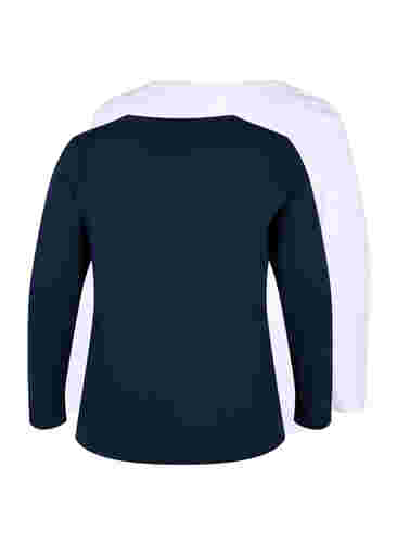 2er-Pack Basic-Bluse aus Baumwolle, Navy B/B White, Packshot image number 1