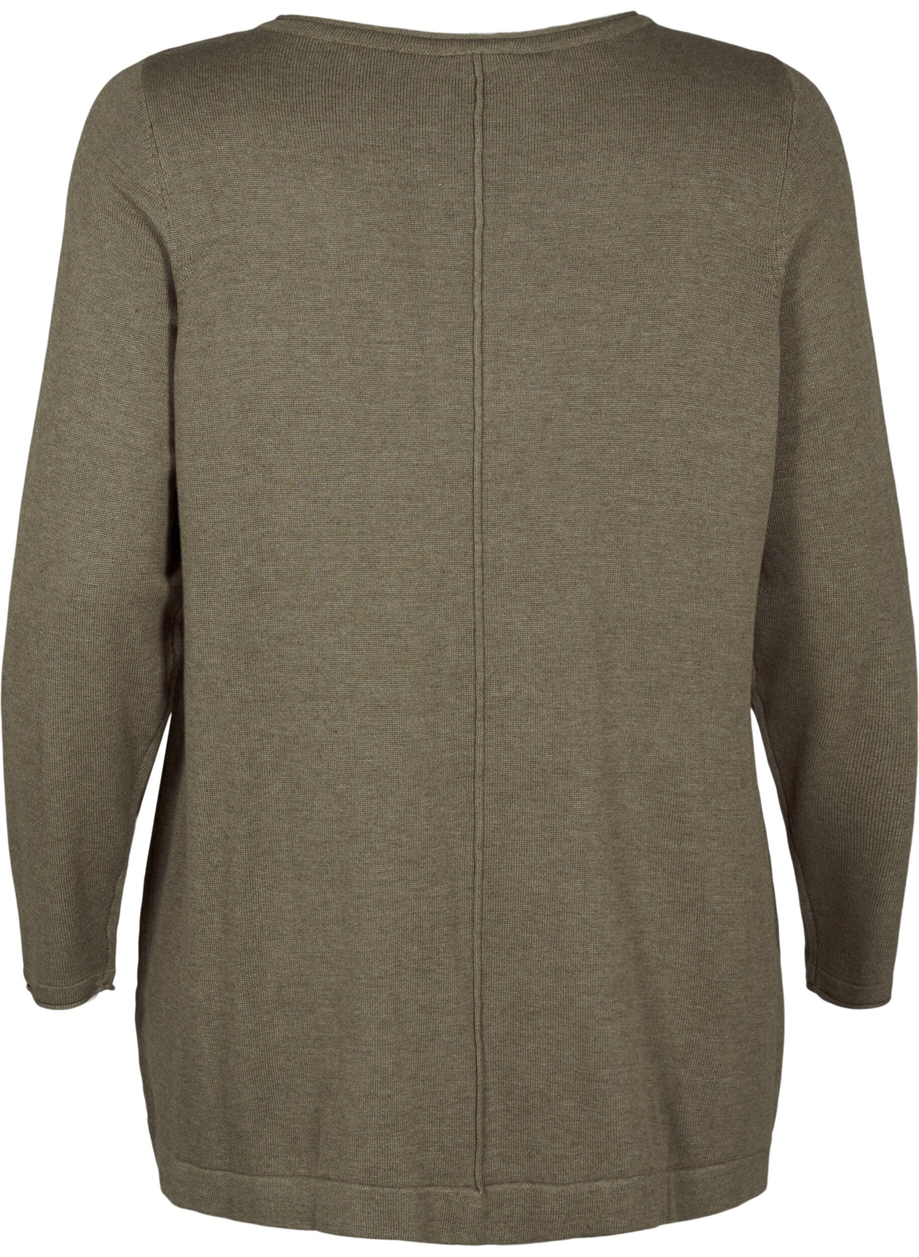 ZizziGestrickte Bluse aus Baumwoll-Viskose-Mischung, Gr&uuml;n, Packshot image number 1