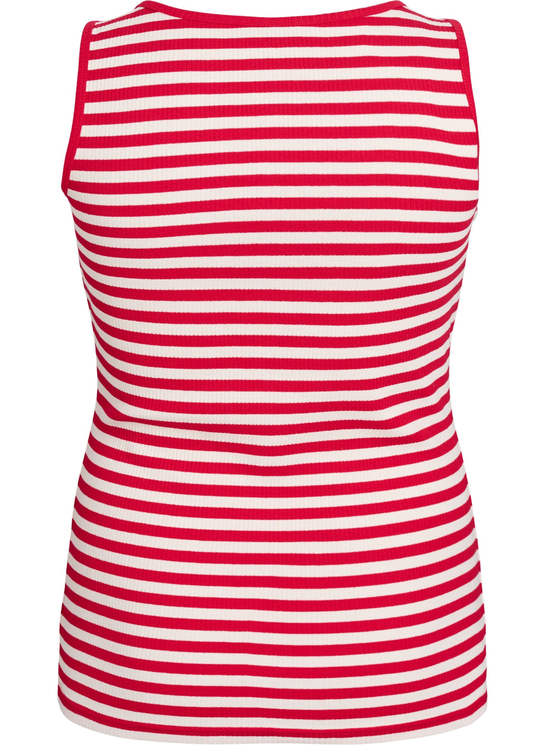 ZizziGestreiftes Tanktop mit Rippenstruktur, Rot, Packshot image number 1