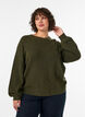 Gerippter Pullover mit Ballon&auml;rmeln, Gr&uuml;n, Model image number 0