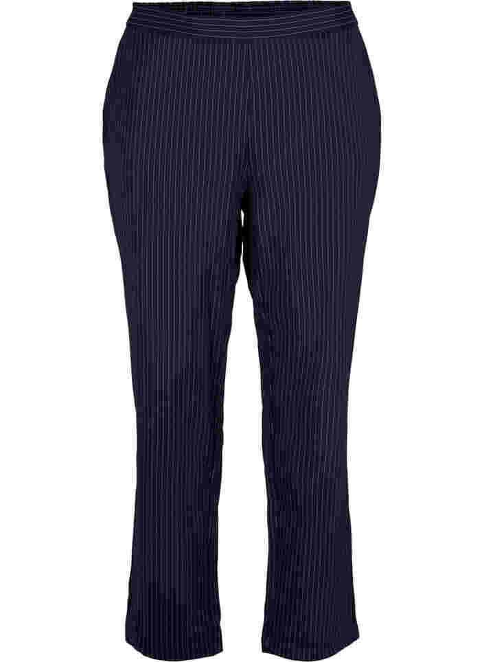 Hose mit Nadelstreifen und geradem Bein, Navy Stripe, Packshot image number 0