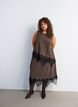 Kariertes Top mit asymmetrischen Spitzen, Braun, Model image number 1