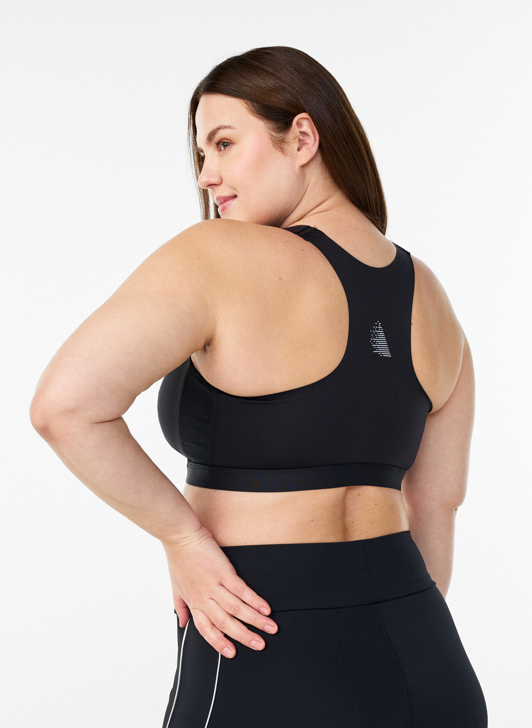 ZizziSport-BH mit Vorderverschluss und hohem Halt, Schwarz, Model image number 2