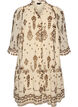 Kleid mit Ornament-Print und R&uuml;schenkragen, Beige, Packshot image number 0
