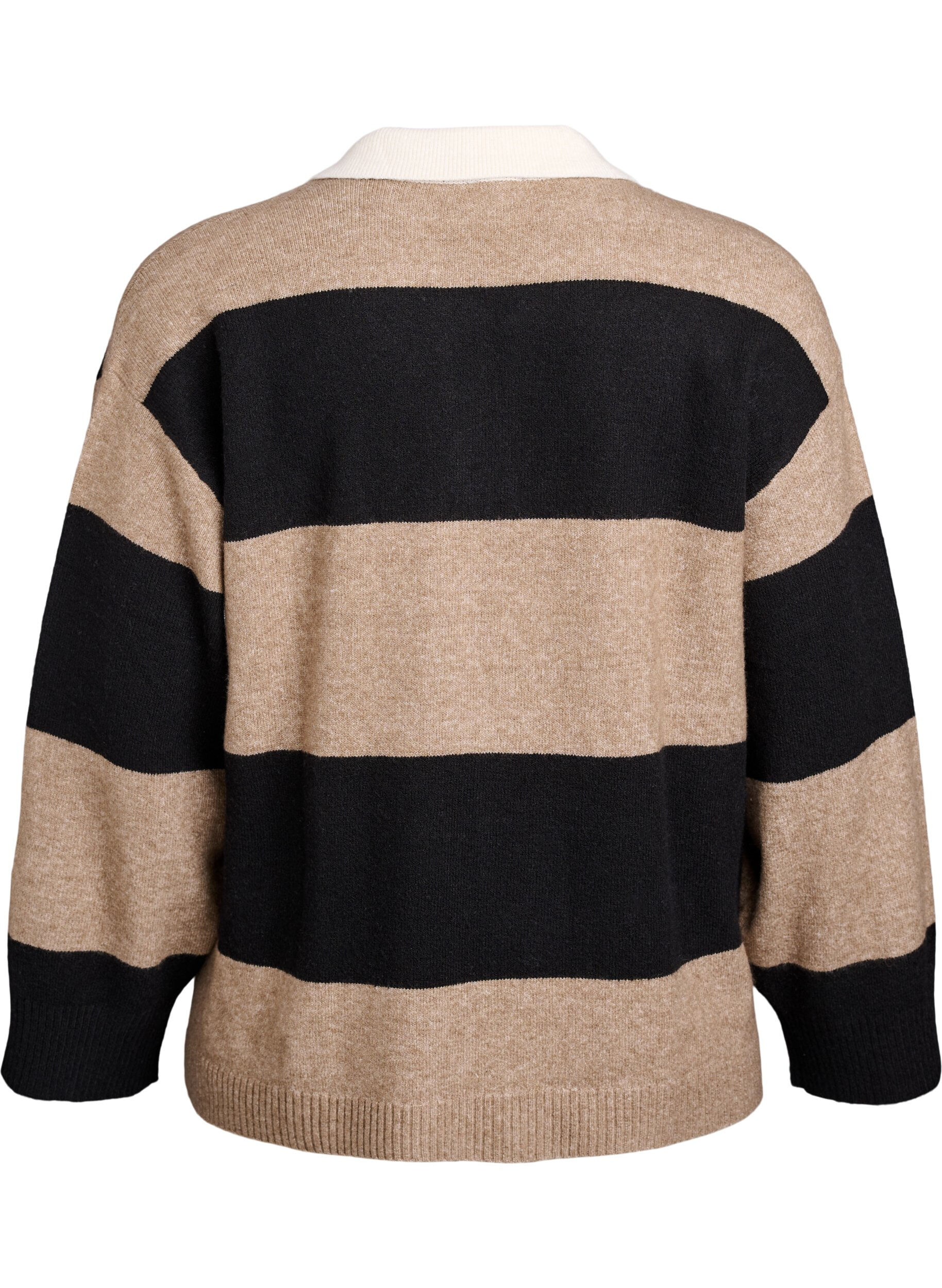 ZizziStrickbluse mit Kragen und V-Ausschnitt, Schwarz, Packshot image number 1