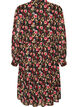 Kleid mit Allover-Muster und einer Volantlage, Schwarz, Packshot image number 1