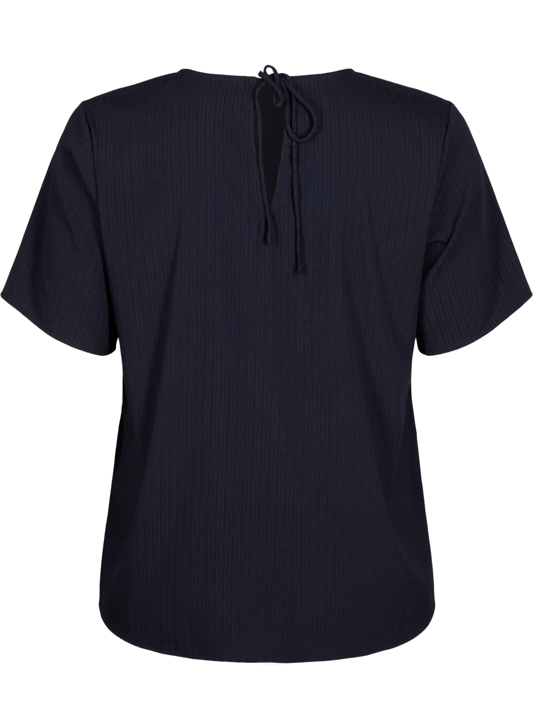 ZizziKurz&auml;rmelige Bluse aus Viskose mit Schleifen, Black, Packshot image number 1