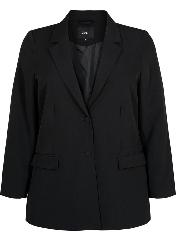 Klassischer Blazer mit Knopfverschluss, Schwarz, Packshot image number 0