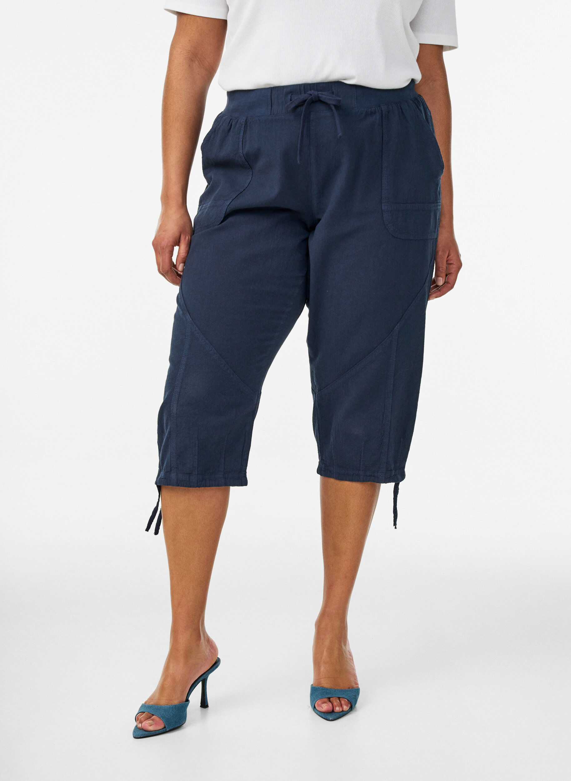 ZizziCapri-Hose aus Baumwolle, Blau, Model image number 2