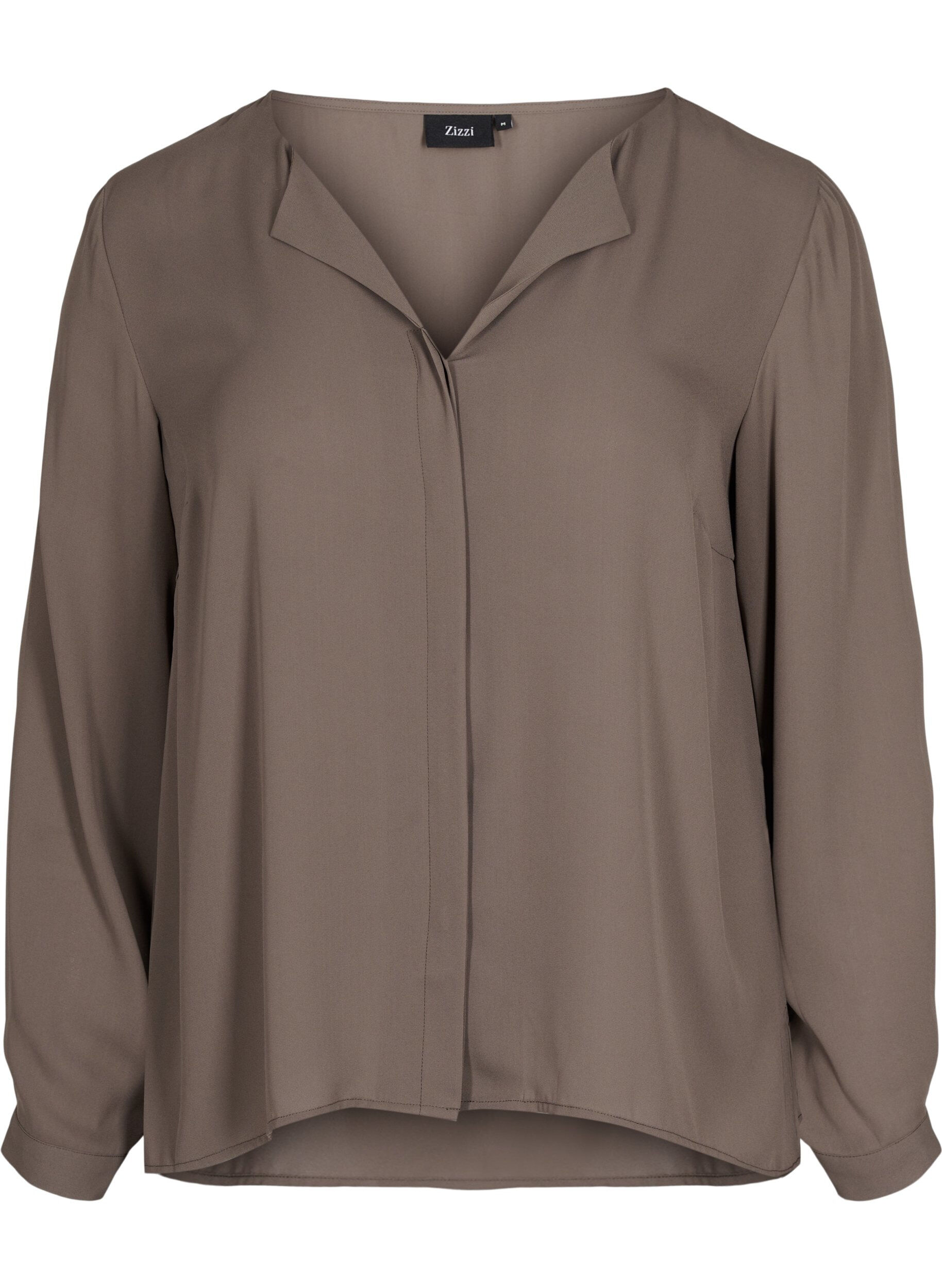 ZizziUnifarbenes Hemd mit V-Ausschnitt, Falcon, Packshot image number 0