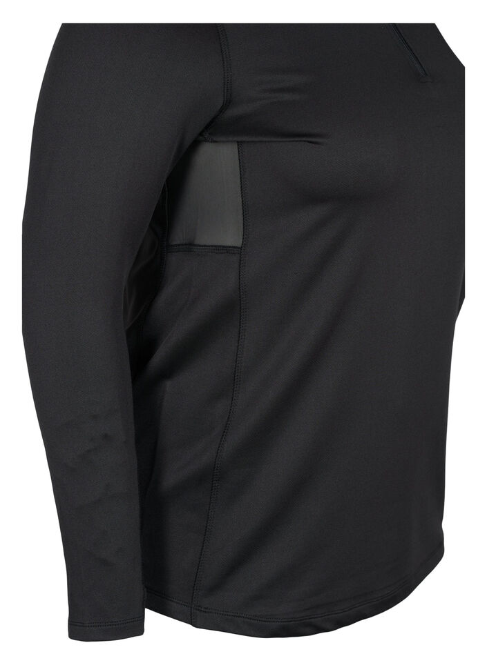 Hochgeschlossenes Sporttop mit Reißverschluss, Black, Packshot image number 2